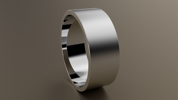 Brushed White Gold 8mm Flat Wedding Band