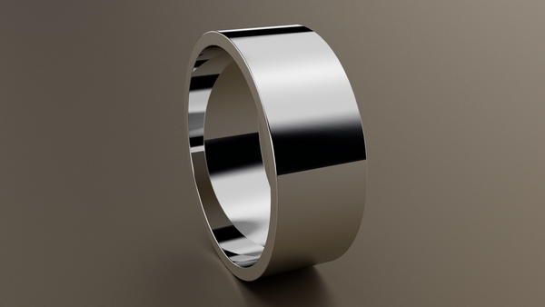 Polished White Gold 8mm Flat Wedding Band