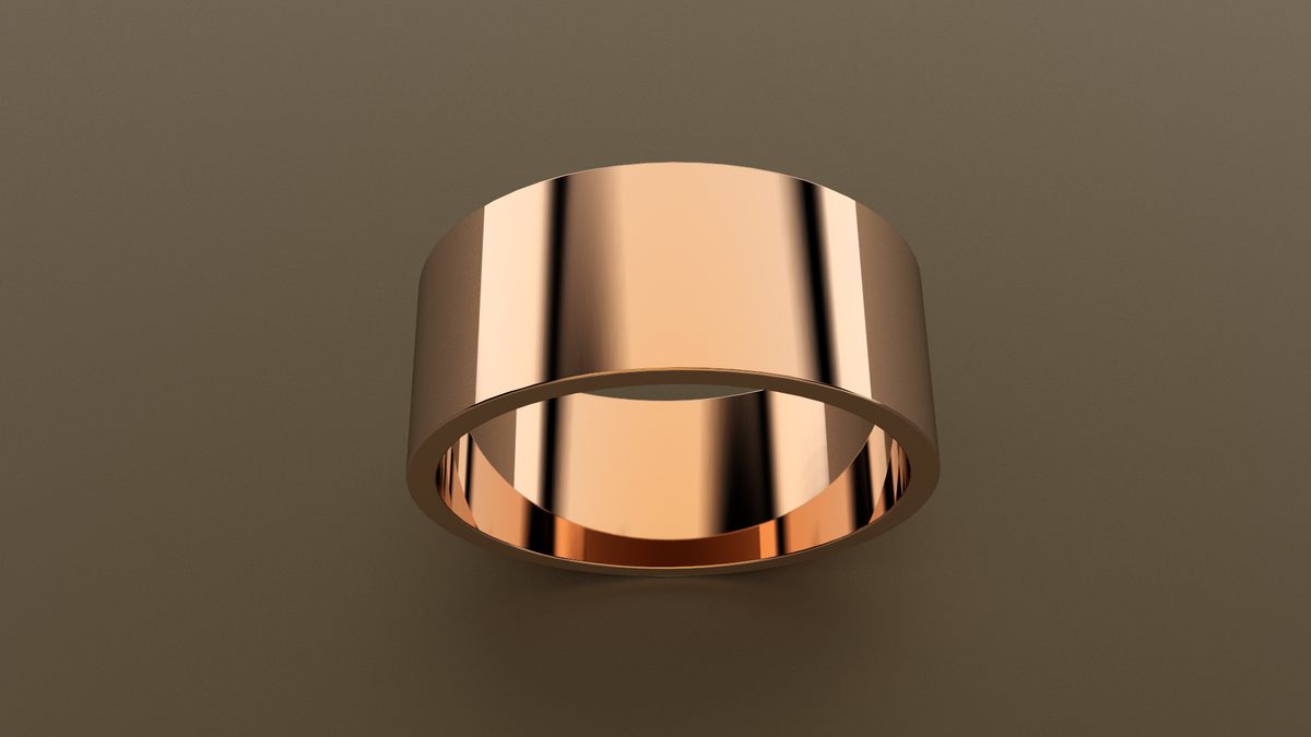Polished Rose Gold 9mm Flat Wedding Band