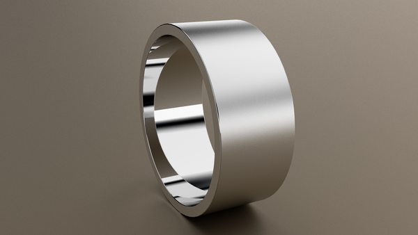 Brushed White Gold 9mm Flat Wedding Band