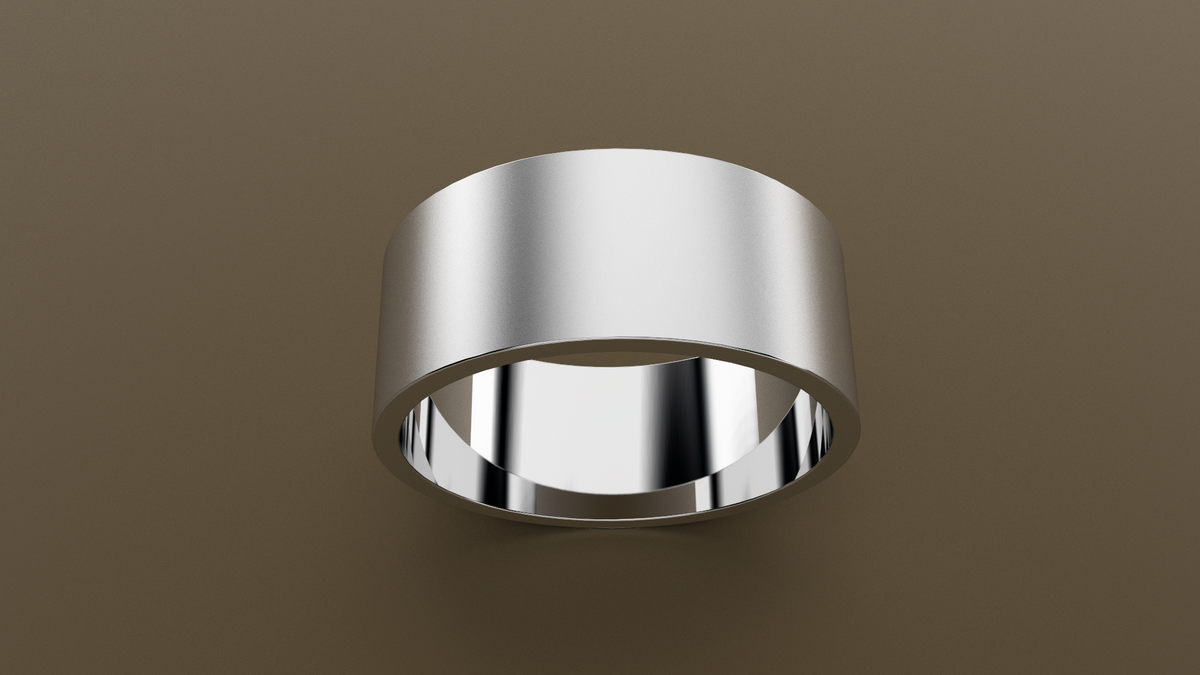 Brushed White Gold 9mm Flat Wedding Band