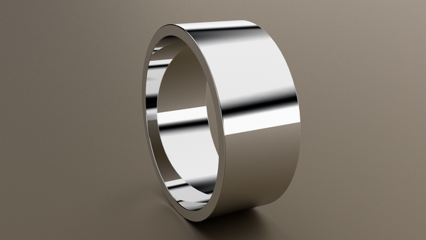 Polished White Gold 9mm Flat Wedding Band