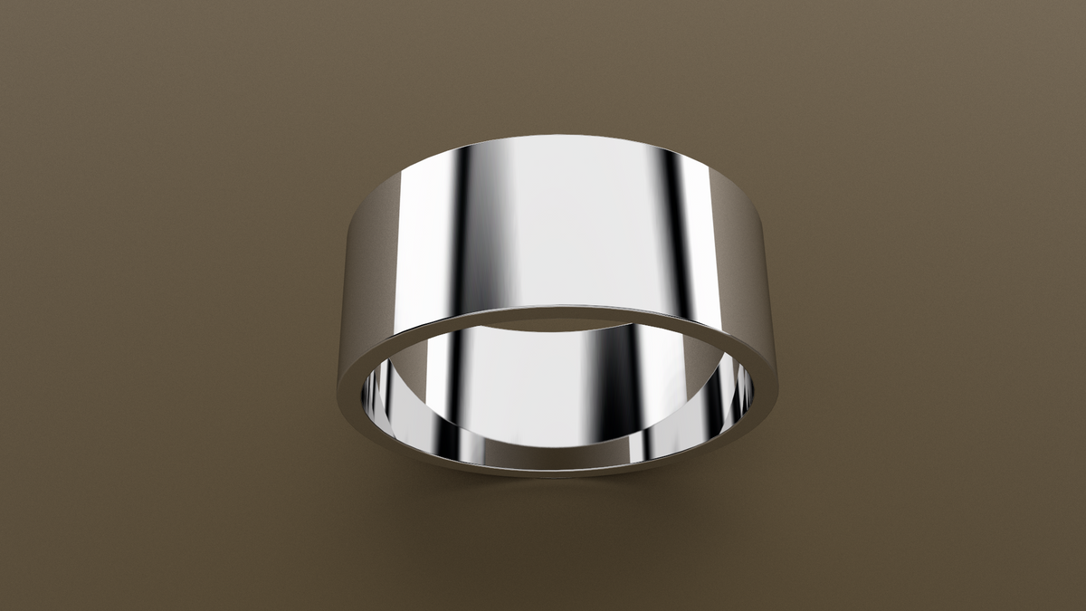 Polished White Gold 9mm Flat Wedding Band