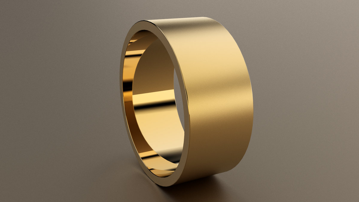Brushed Yellow Gold 9mm Flat Wedding Band