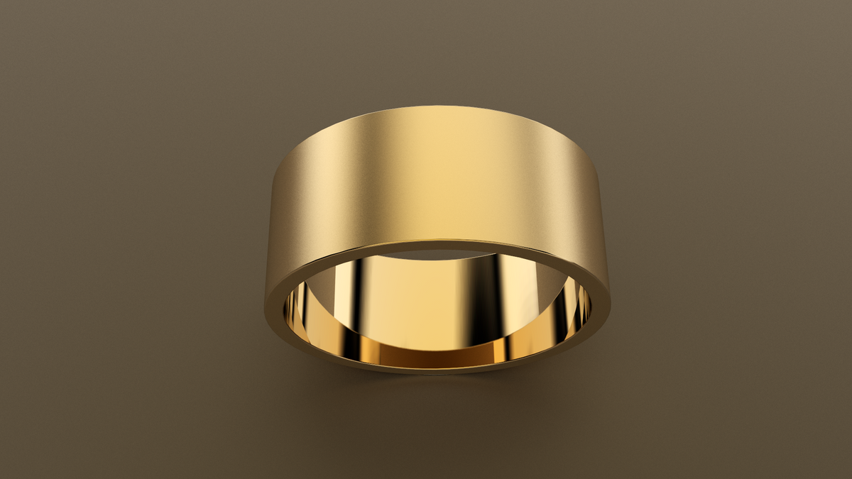Brushed Yellow Gold 9mm Flat Wedding Band