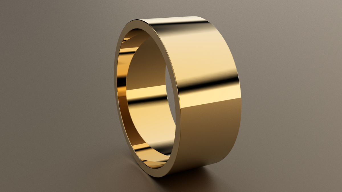 Polished Yellow Gold 9mm Flat Wedding Band