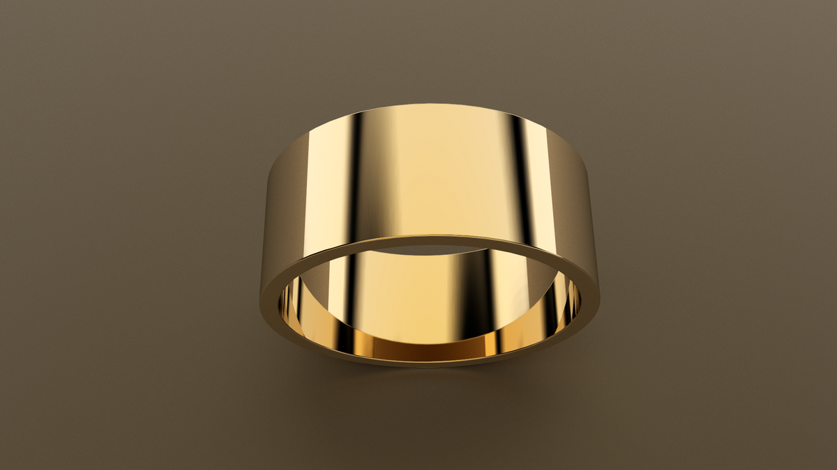 Polished Yellow Gold 9mm Flat Wedding Band