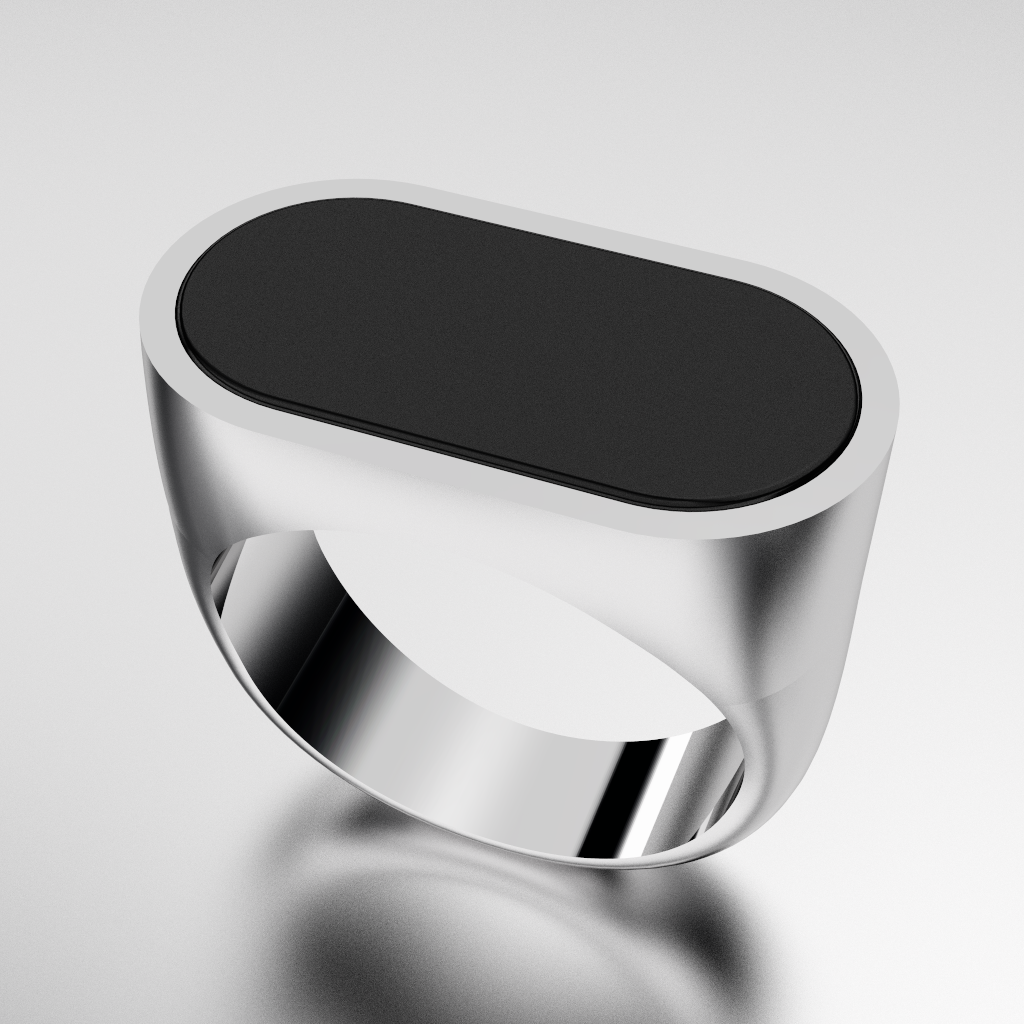 Custom 18kt White Gold and Onyx Ring