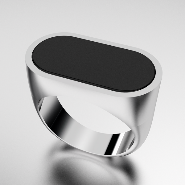 Custom 18kt White Gold and Onyx Ring