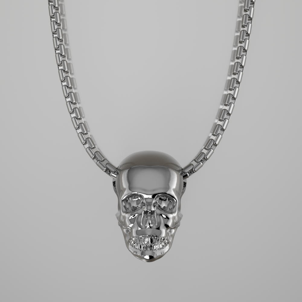White Gold Skull Necklace Angelo Paul