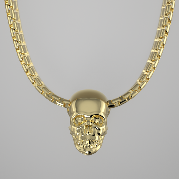 Yellow Gold Skull Necklace