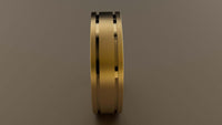 Brushed Yellow Gold 6mm Double Groove Wedding Band