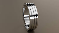 Polished White Gold 6mm Triple Groove Wedding Band
