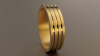 Brushed Yellow Gold 6mm Triple Groove Wedding Band