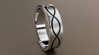 Brushed White Gold 6mm Infinity Black Groove Wedding Band