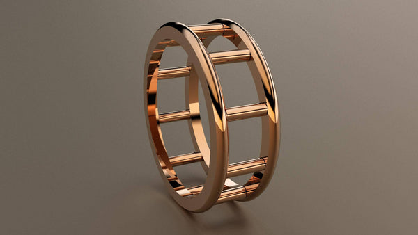 Polished Rose Gold 8mm Open Bar Wedding Band