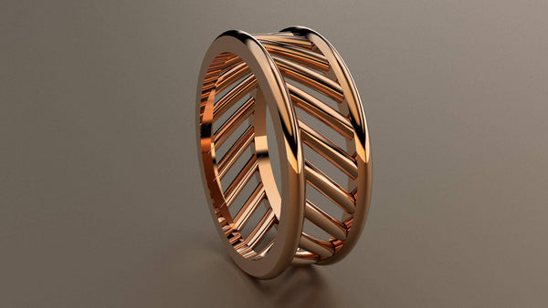 Polished Rose Gold 8mm Open Bar Wedding Band