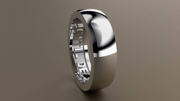 Polished White Gold 6mm Interior Message Wedding Band