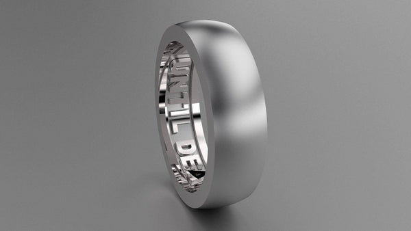 Brushed Sterling Silver 6mm Interior Message Wedding Band