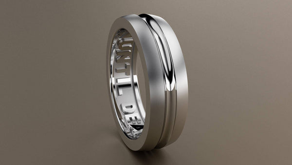 Brushed White Gold 6mm Interior Message Wedding Band