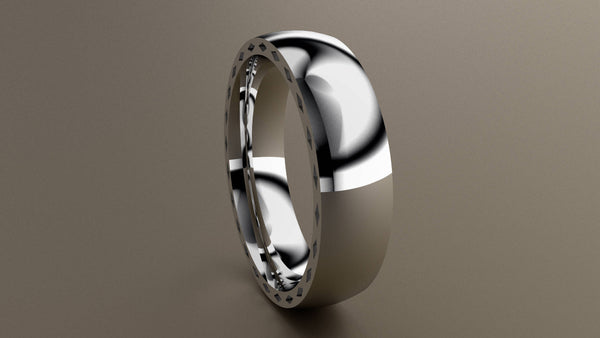 Polished White Gold 6mm Side Design Wedding Band