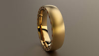 Brushed Yellow Gold 6mm Side Design Wedding Band