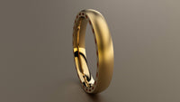 Brushed Yellow Gold 4mm Side Design Wedding Band