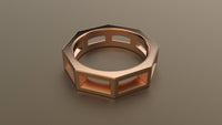 Polished Rose Gold 6mm Cutout Octagon Bolt Wedding Band