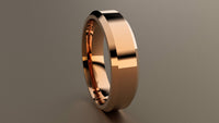 Polished Rose Gold 6mm Beveled Edge Wedding Band