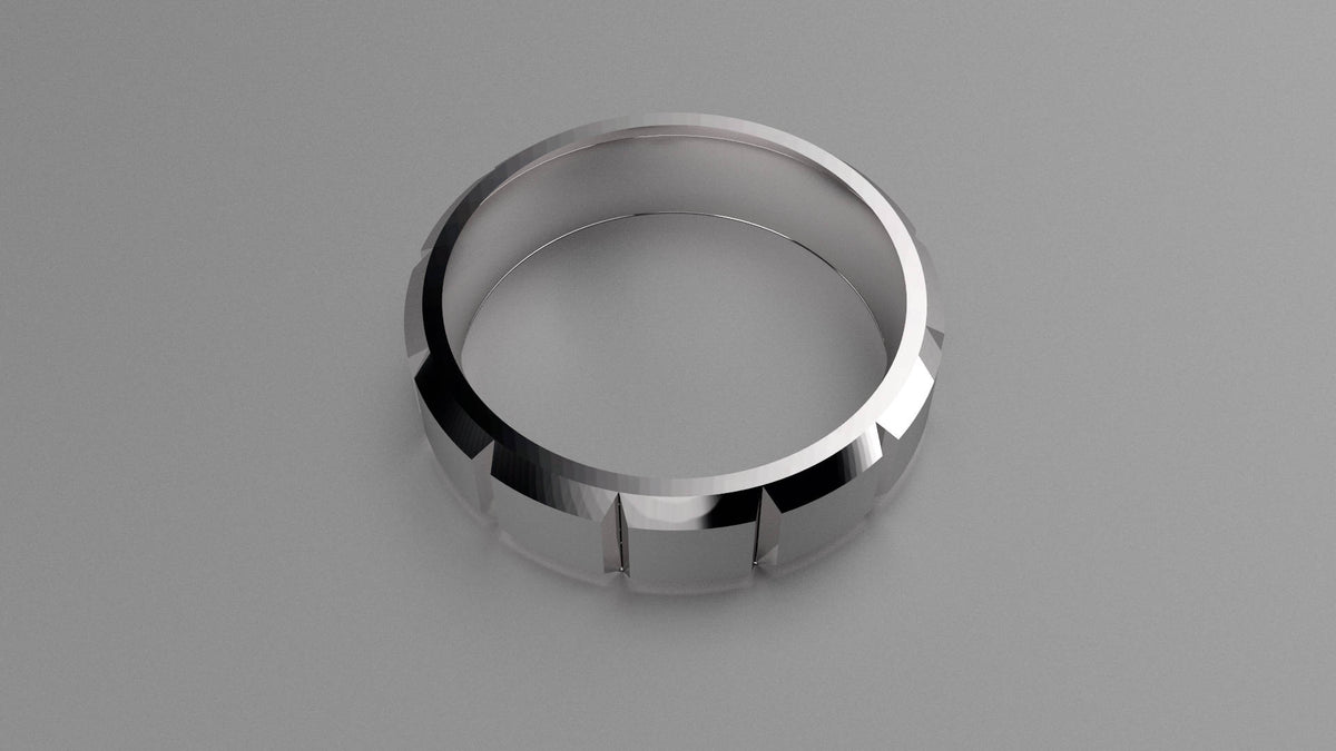 Brushed Sterling Silver 6mm Beveled Edge Segmented Wedding Band