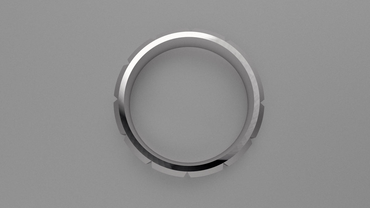 Brushed Sterling Silver 6mm Beveled Edge Segmented Wedding Band