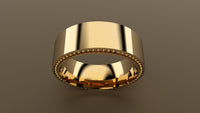 Polished Yellow Gold 8mm Recessed Beading Wedding Band