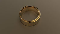 Polished Yellow Gold 8mm Recessed Beading Wedding Band