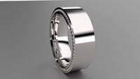 Polished Sterling Silver 8mm Recessed Beading Wedding Band