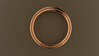 Brushed Rose Gold 6mm Recessed Bead Wedding Band