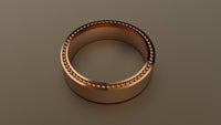 Brushed Rose Gold 6mm Recessed Bead Wedding Band