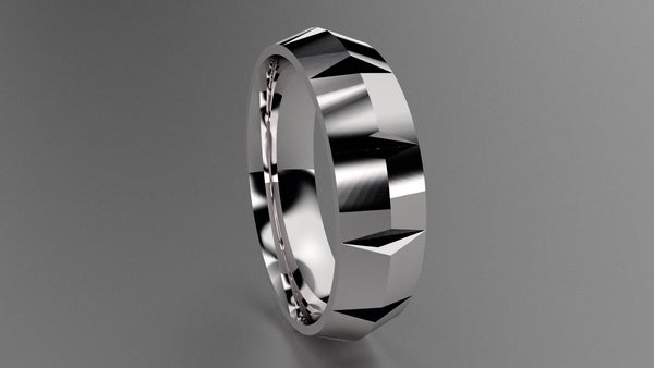Polished Sterling Silver 6mm Knife Edge Segmented Wedding Band