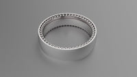 Brushed Sterling Silver 6mm Beading Wedding Band