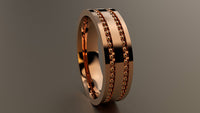 Polished Rose Gold 6mm Double Bead Row Wedding Band