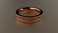 Polished Rose Gold 6mm Double Bead Row Wedding Band