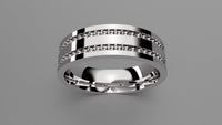 Polished Sterling Silver 6mm Double Beading Row Wedding Band