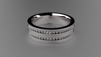 Polished Sterling Silver 6mm Double Beading Row Wedding Band