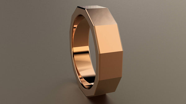 Polished Rose Gold 6mm 12 Sided Bolt Wedding Band
