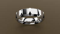 Polished White Gold 6mm Beveled Edge Faceted Wedding Band