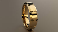 Polished Yellow Gold 6mm Beveled Edge with Facets Wedding Band