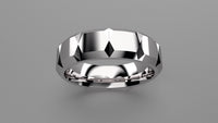 Polished Sterling Silver 6mm Beveled Edge with Facets Wedding Band