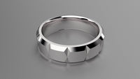 Polished Sterling Silver 6mm Beveled Edge with Facets Wedding Band