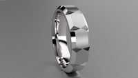 Brushed Sterling Silver 6mm Beveled Edge with Facets Wedding Band