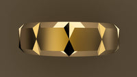 Brushed Yellow Gold 6mm Beveled Edge with Facets Wedding Band