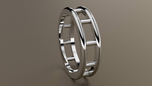 Polished White Gold 6mm Open Bar Wedding Band